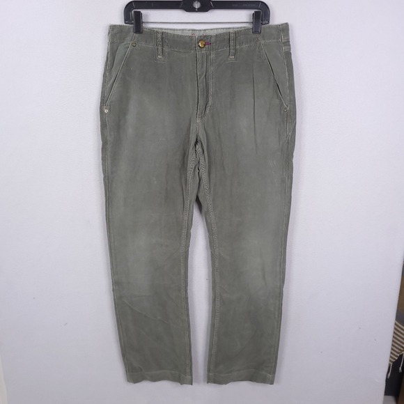Robert Graham Pants Mens 34 Green Classic Yates Corduroy Straight Leg Casual - Picture 1 of 15